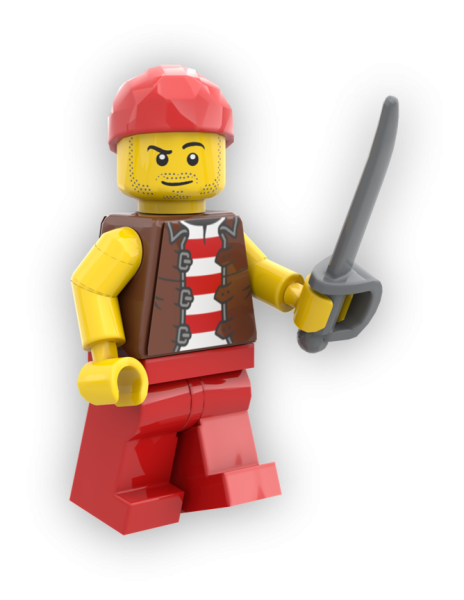 LEGO Pirat Minifigur mit Säbel und rotem Kopftuch