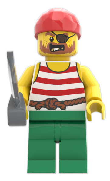LEGO Pirat Vorderansicht – Crew Figur für Piratenschiff und Insel