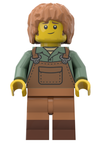 LEGO® Mittelalterliche Dame Lady bdp352 mit rosa Locken und dunkelrotem Kleid – Vorderansicht