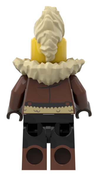 LEGO® Raider bdp354 – Rückansicht mit geflochtenem blondem Zopf und brauner Jacke