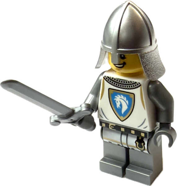 LEGO Ritter Minifigur seitlich mit Schwert
