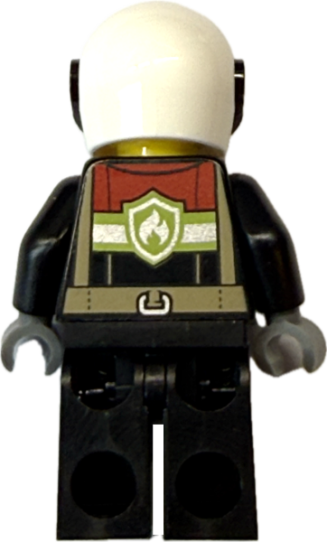 Feuerwehrfrau Minifigur mit Feuerwehr-Emblem Rückansicht