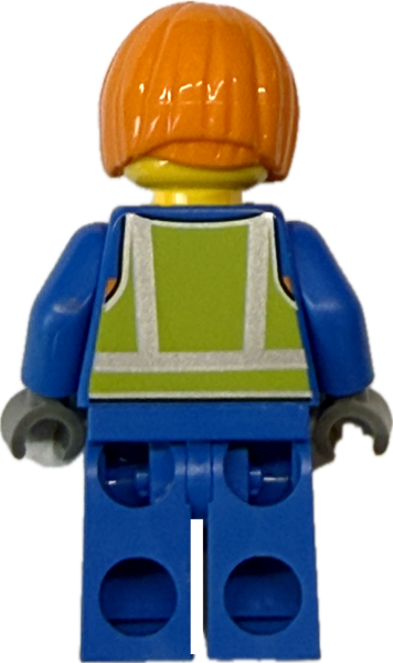 LEGO Bauarbeiterin Minifigur mit Warnweste Rückansicht