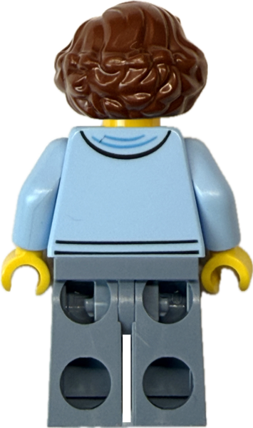 Frau Minifigur mit hellblauer Jacke Rückansicht