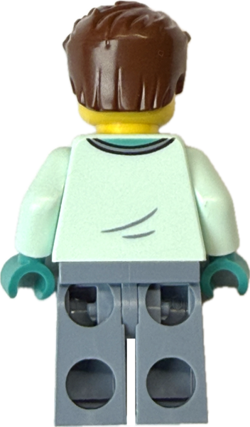LEGO Arzt Minifigur mintfarbene Klinikbekleidung Rückansicht