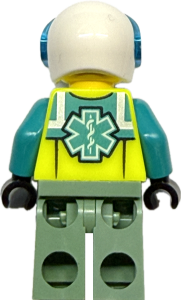 LEGO City Rettungshubschrauber Pilot Minifigur mit medizinischem Symbol auf der Rückseite