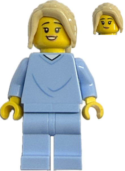 LEGO City Ärztin Minifigur mit Stethoskop und lockiger Frisur Vorderansicht
