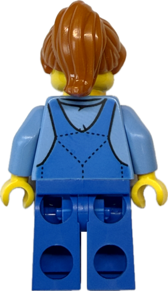 LEGO Hausmeisterin Rückseite mit braunem Pferdeschwanz