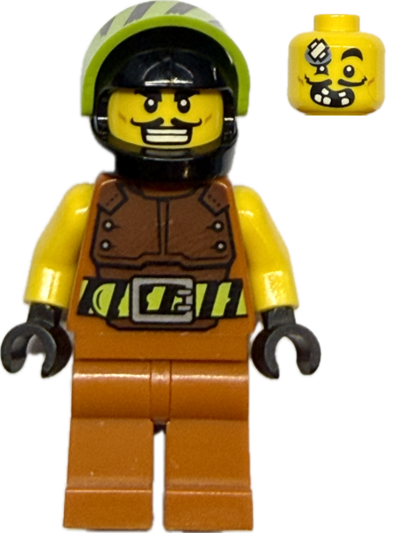 LEGO City Rennfahrer Minifigur mit Helm und Schutzweste Vorderansicht