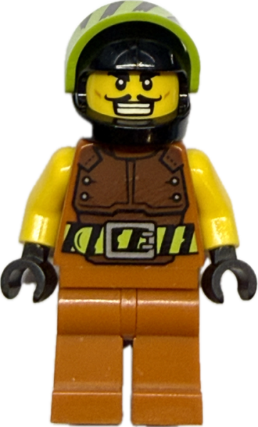 LEGO City Rennfahrer Minifigur mit Helm und Schutzweste Vorderansicht