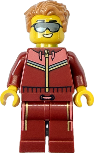 LEGO City Mann im roten Trainingsanzug mit Sonnenbrille