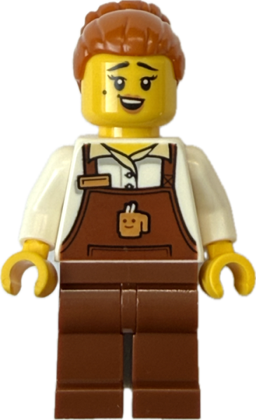 LEGO City Barista mit brauner Schürze und Dutt