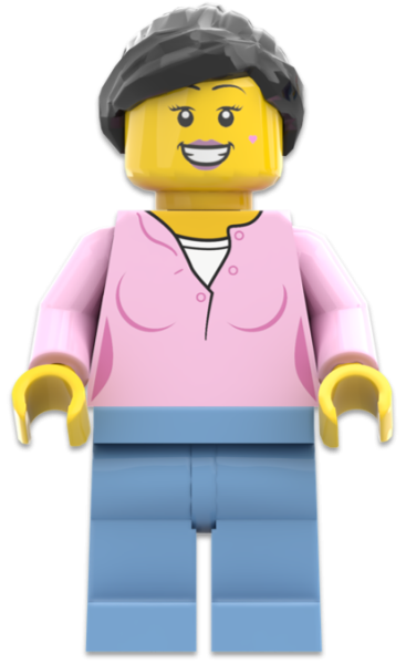 LEGO City Frau Minifigur mit Zopf und rosa Bluse