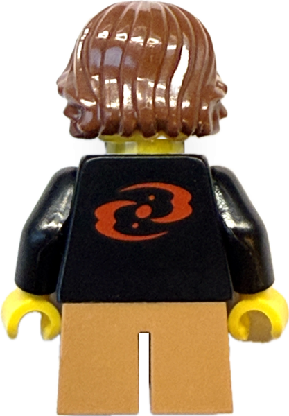 LEGO Minifigur Junge mit schwarzem Shirt und rotem Symbol Rückansicht
