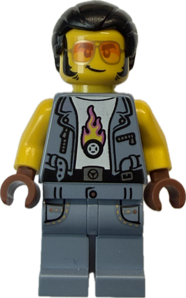 LEGO City Biker Minifigur mit Lederjacke und Sonnenbrille