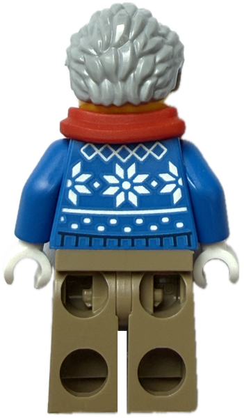 LEGO City älterer Mann Minifigur Rückseite mit Schal