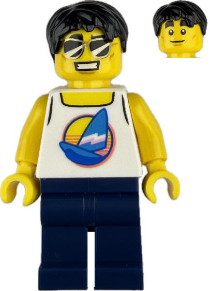 LEGO Surfer Minifigur mit Segelboot-Shirt und Sonnenbrille