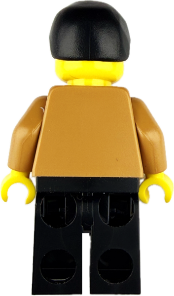 Rückseite der LEGO Mann Minifigur mit braunem Pullover