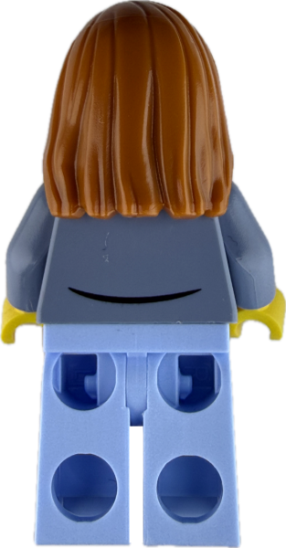 LEGO Minifigur Frau mit langen hellbraunen Haaren Rückseite
