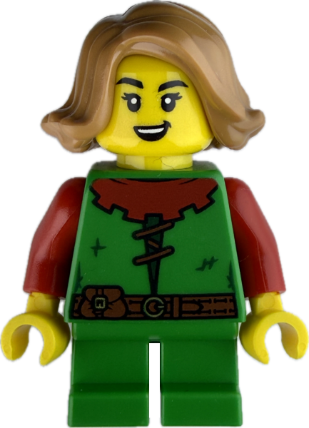 LEGO Minifigur mittelalterliches Mädchen mit grünem Gewand vorne