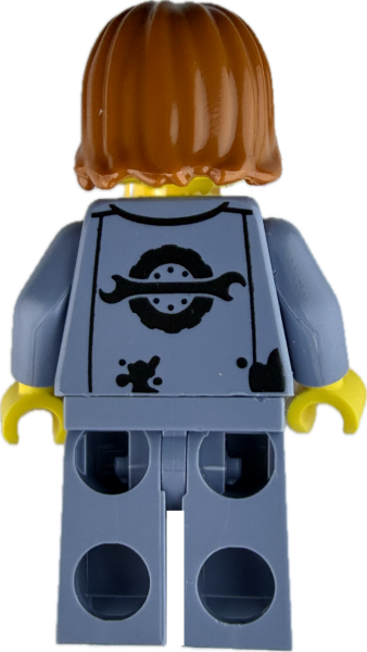 LEGO Minifigur Handwerker mit Werkzeuglogo auf der Rückseite