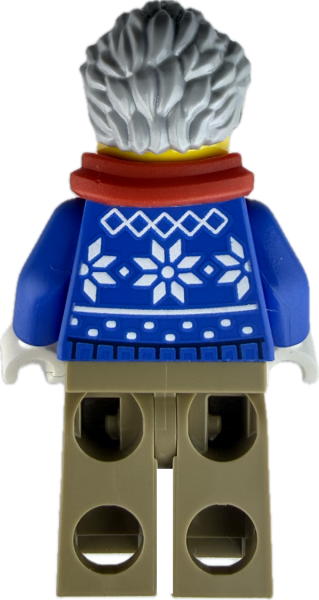 LEGO Minifigur Mann mit blauem Winterpullover Rückseite