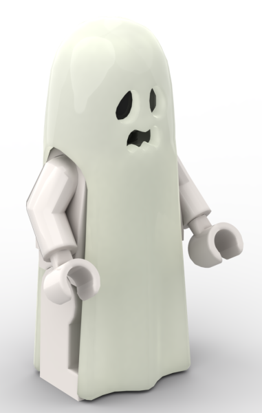 LEGO® Ghost twn529 – Gespenst mit weißem Geistergewand in Schrägansicht
