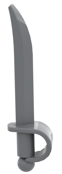 LEGO Säbel dunkelgrau mit gebogener Klinge Seitenansicht