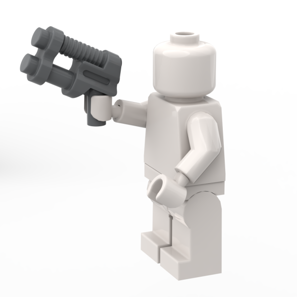 Bild 1: LEGO® Minifigur mit dunkelgrauem Space Blaster mit Doppellauf